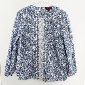 J.CREW Liberty Scalloped Cotton Popover Shirt Floral Cottegecore Sz S